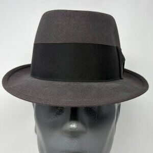 Vtg John B Stetson Co Royal Stetson Dk Gray Black Fedora Driving Hat 6 7/8